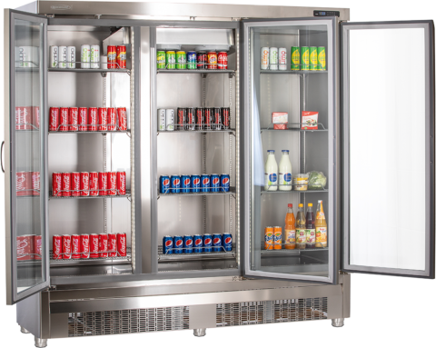 KBS Edelstahlkühlschrank mit Glastüren KU 1900 G