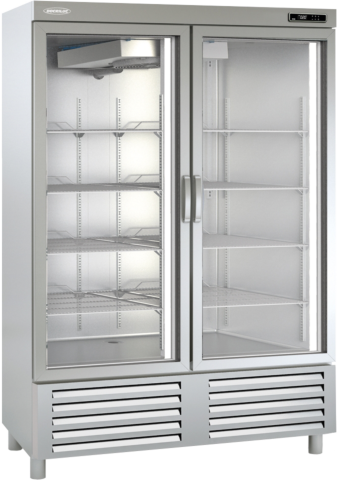 KBS Edelstahlkühlschrank mit Glastüren KU 1300 G