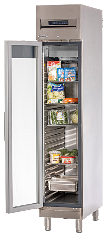 Edelstahlkühlschrank mmit Glastür KU 359 G