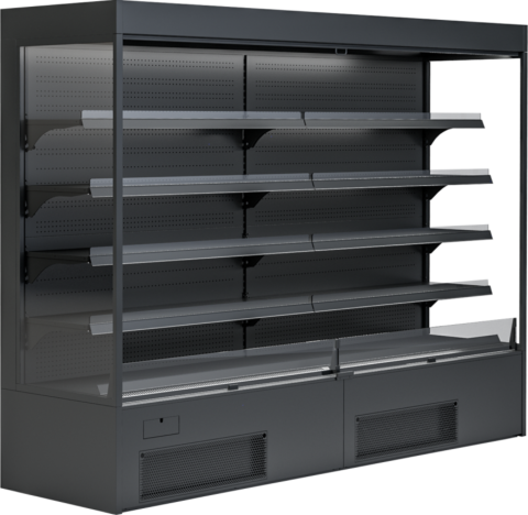 IGLOO Wandkühlregal Variant 257 Black Line mit Nachtrollo 2,32 kW, 2570 mm