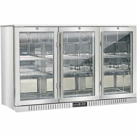 Bar Display Cooler Edelstahl 3 Flügeltüren, 308 Liter, 1350 mm, 0.15 kW