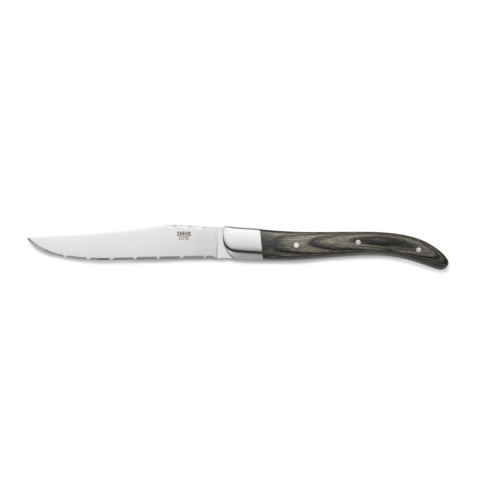 Steakmesser Set CARLOS, mit grauem Pakkaholzgriff, 23 cm, Set á 6 Stück, Klingenstahl 420, Holz
