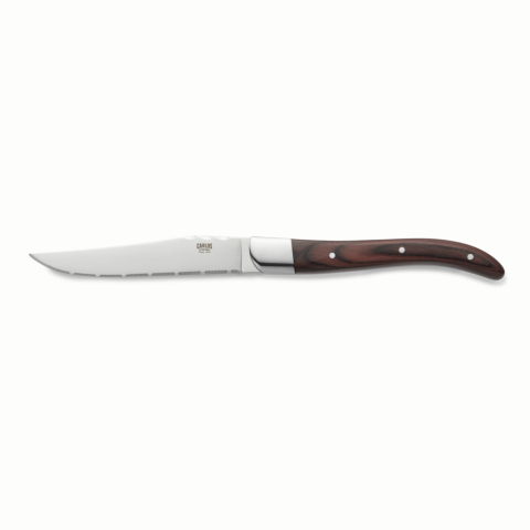 Steakmesser Set CARLOS, mit rotem Pakkaholzgriff, 23 cm, Set á 6 Stück, Klingenstahl 420, Holz