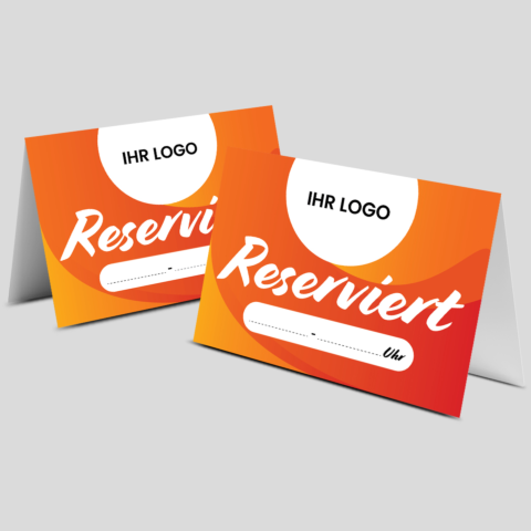 Reserviert-Tischschild Citrus mit Uhrzeit-Feld & Logo (250 Stk.)