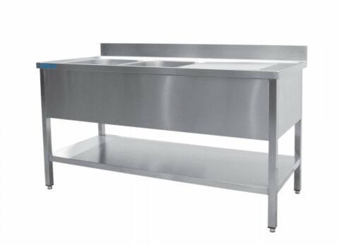 SARO Spültisch 2 Becken, links - B 2000 x T 700 mm