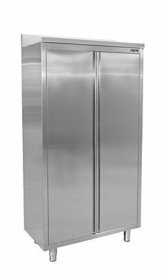 SARO Edelstahlhochschrank mit 3 Böden, schräges Dach, 600mm