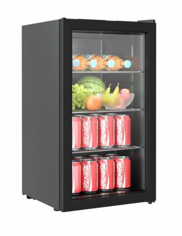 Glastür-Kühlschrank Tischmodell 80L, 474x440x840mm