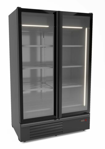 Kühlschrank 2 Glastüren, schwarz, 1200L