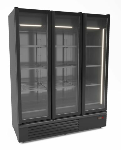 Kühlschrank 3 Glastüren, schwarz, 1555L