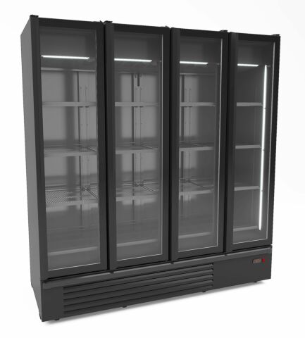 Kühlschrank 4 Glastüren, schwarz, 1850L