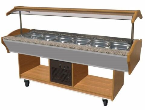 Gastro Buffet Salatbar für 6x GN1/1, 2200 x 900 x 850 / 1350 mm