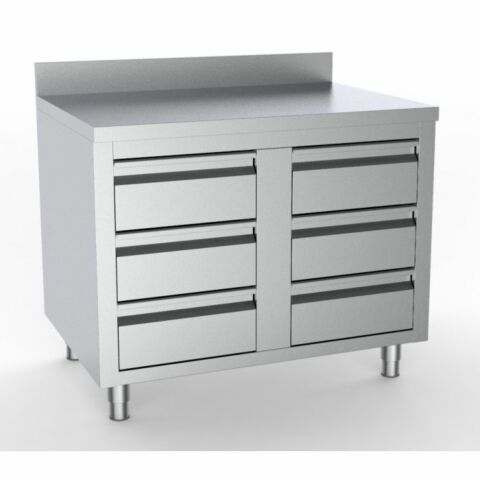 Schubladenschrank Arbeitstisch 6 Schubladen, Aufkantung 1000x700x850mm