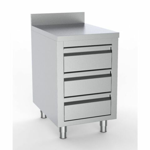 Arbeitstisch 500 mm, 3 Schubladen, mit Aufkantung, 700 mm tief