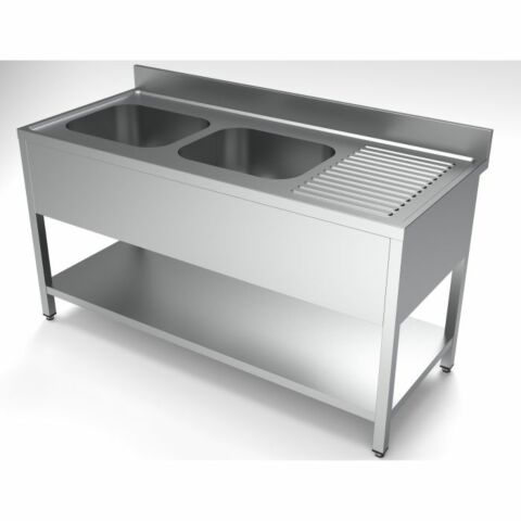 Spültisch 1600 mm, 2 Becken links, demontabel, 700 mm tief