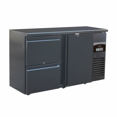 Combisteel Barkühler Schwarz 350L – 1 Tür & 2 Schubladen