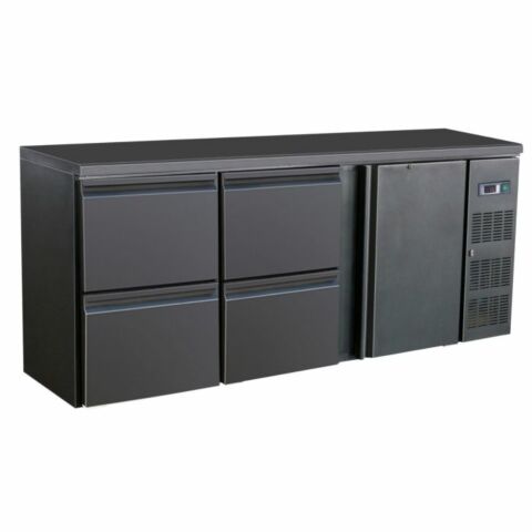 Combisteel Barkühler Schwarz 537L – 1 Tür & 4 Schubladen