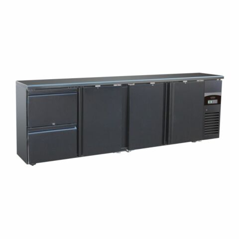 Combisteel Barkühler Schwarz 698L – 3 Türen & 2 Schubladen