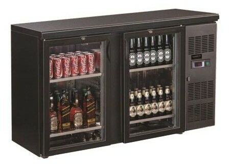 Barkühler schwarz 2 Glastüren 1462 mm, 350 Liter