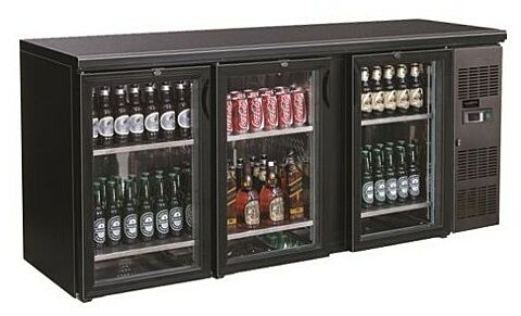 Barkühler schwarz 3 Glastüren 2002 mm, 537 Liter