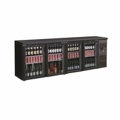 Combisteel Barkühler Schwarz – 4 Glastüren, 698L