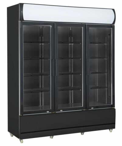 Getränkekühlschrank FCU-1200 BL Schwarz, Räder, 3 Glastüren