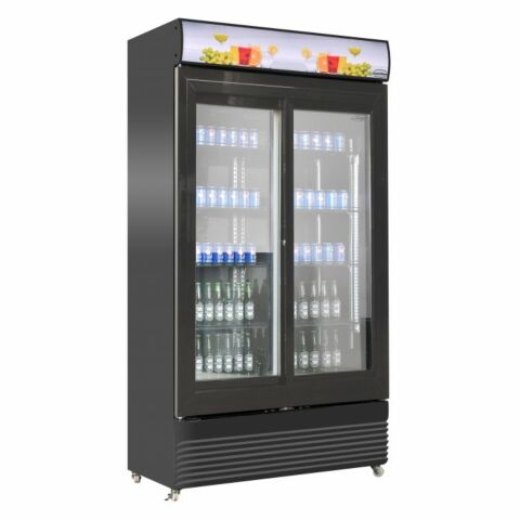 Kühlschrank mit Schiebeglastüren 750L, schwarz 1120x595x2100mm
