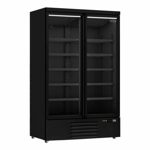 Combisteel Kühlschrank 2 Glastüren Schwarz JDE1000R BL 1253 mm
