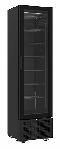 Tiefkühlschrank 1 Glastür Schwarz 221L, Breite 494mm