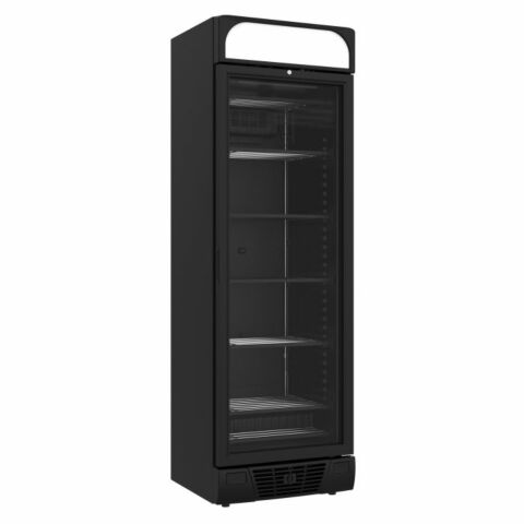 Tiefkühlschrank 1 Glastür Schwarz 382L
