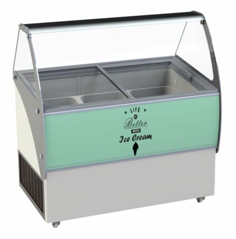 CombiSteel Speise-Eisvitrine Curacao, 10x 5 L Behälter, 1457x885x1257mm