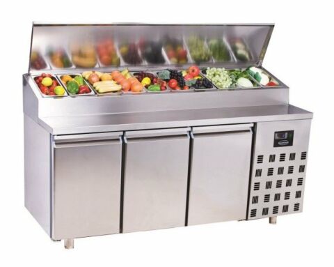 Saladette 3 Türen, 10x 1/3GN, 1865x700x1090mm