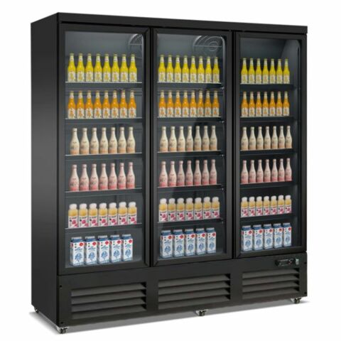 Combisteel Kühlschrank 3 Glastüren Schwarz 1880 mm