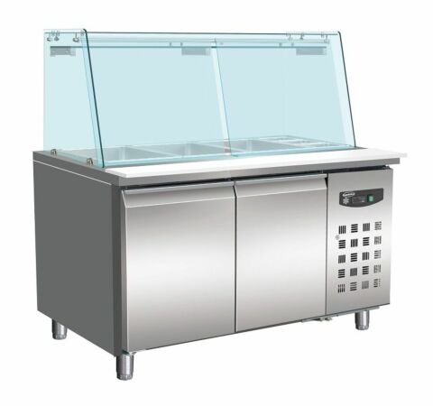 Bäckerei Kühltisch Saladette , 2 Türen, 1510x800x1365mm für 4x 1/1 GN