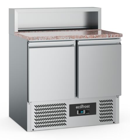 ecoFrost Edelstahl Pizzatisch 2 Türen 5x 1/6GN Behälter