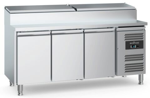 ecoFrost Edelstahl Saladette 3 Türen 8x 1/3GN Behälter