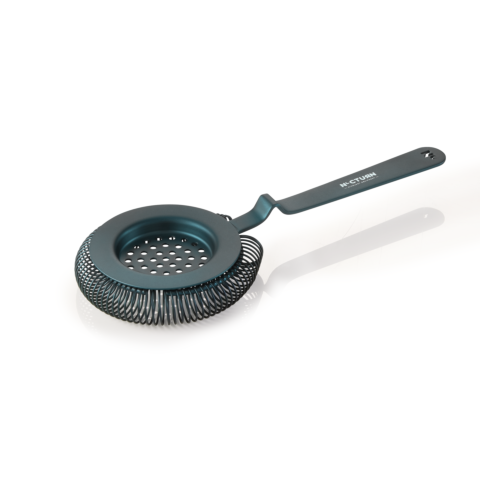 Barsieb NOCTURN mit Feder, Ø 8,5 cm, 20,5 cm, blau matt, Chromnickelstahl 18/8