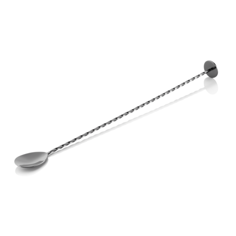 Barlöffel Twisted NOCTURN, mit Stößelende, 33,5 cm, gun metal, Chromnickelstahl 18/8
