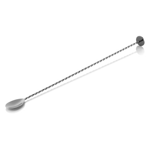 Barlöffel Twisted NOCTURN, mit Stößelende, 40 cm, gun metal, Chromnickelstahl 18/8