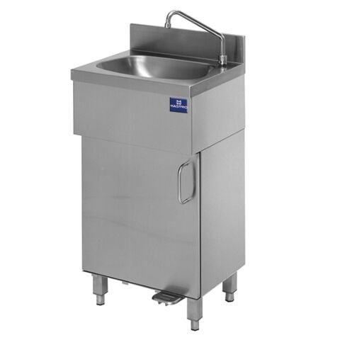 MASTRO Handwaschbecken auf geschlossenem Unterbau mit Fußbedienung