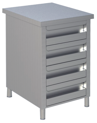 Edelstahl Schubladenschrank 4 Schubladen BxT 50x70cm