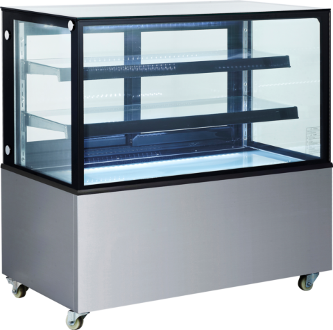 Kuchen- und Tortenvitrine Cube 120 mit Glasschiebetüren 1215 mm, 0,49 kW