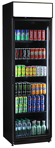 KBS Glastürkühlschrank FLK 365 schwarz, 385L