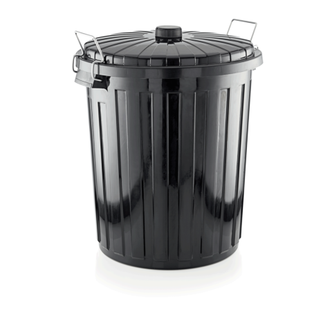 Abfallbehälter, 2 Verschlussklammern, 73 Liter, Ø 48 cm, Höhe 60 cm