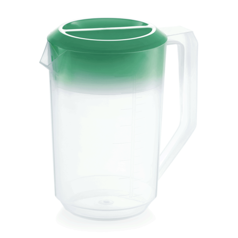 Kanne mit grünem Deckel, 1,8 Liter, Skalierung 100 ml, Polypropylen