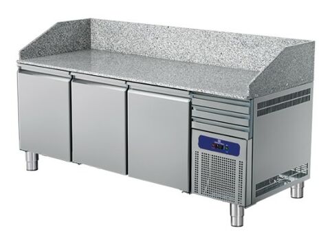 MASTRO Pizzatisch 2150 mm mit 3 Türen 600x400 mm, 3 Schubladen EN