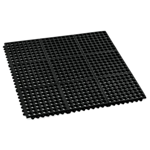 Fußbodenmatten System, Klick-System, 90 x 90 x 1 cm, schwarz, Gummi