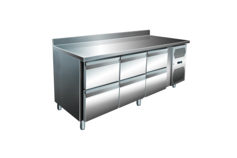 Kühltisch KT-VIP mit 3x 2 Schubladen und Aufkantung, 1795x700x960mm