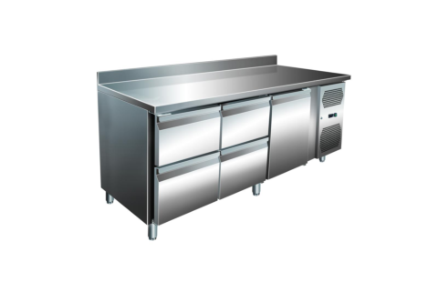 Kühltisch KT-VIP mit 2x 2 Schubladen und 1 Tür und Aufkantung, 1795x700x960mm