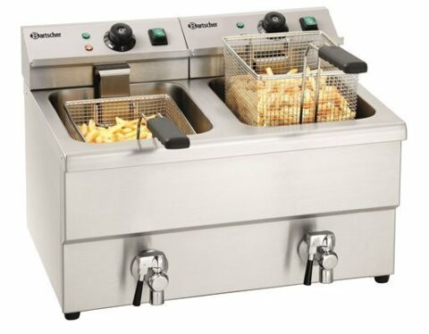 Bartscher Elektro-Doppel-Fritteuse mit Fettablasshahn "IMBISS II"-Gastro-Germany