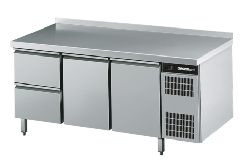 CHROMOnorn Kühltisch GN 1/1, 2 Züge 1/2, 2 Tüen, 1725x700x850mm